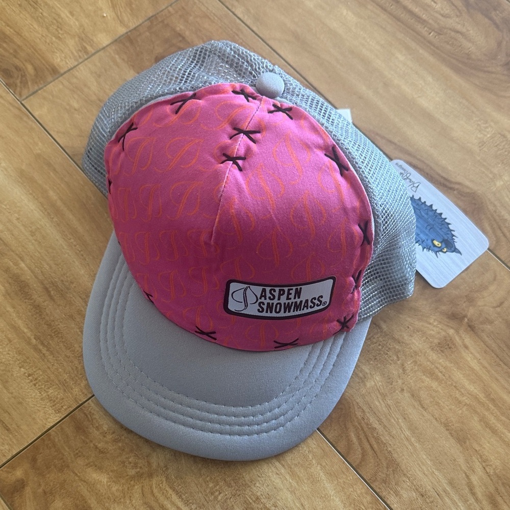 Aspen Snowmass Blowfish Pink and Gray Trucker Hat